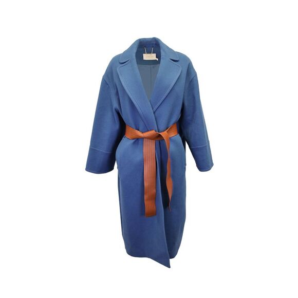 Zimmermann Ladybeetle Belted Felt Coat in Blue Wool - Picture 1 of 4